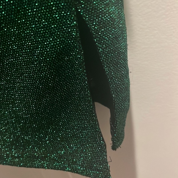 Lulus Take Me Anywhere Green Sparkly Asymmetrical Bodycon Mini Dress NWT - Picture 5 of 8